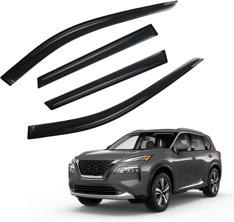 PLDDE Rain Guards Compatible with 2021-2024 Nissan Rogue,Tape-On Side Window Visor Wind Deflector Vent Visors Car Accessories 4pcs - Image 1